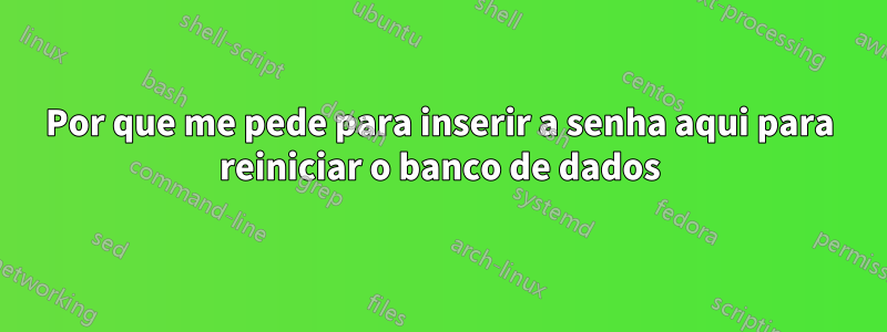 Por que me pede para inserir a senha aqui para reiniciar o banco de dados