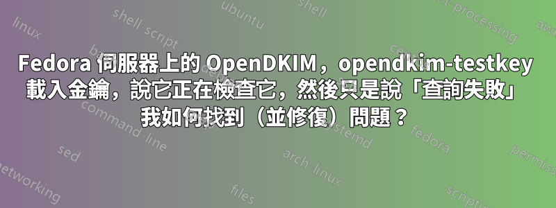 Fedora 伺服器上的 OpenDKIM，opendkim-testkey 載入金鑰，說它正在檢查它，然後只是說「查詢失敗」 我如何找到（並修復）問題？