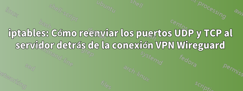 iptables: Cómo reenviar los puertos UDP y TCP al servidor detrás de la conexión VPN Wireguard