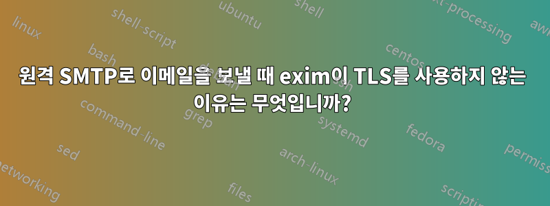 원격 SMTP로 이메일을 보낼 때 exim이 TLS를 사용하지 않는 이유는 무엇입니까?