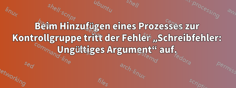 Beim Hinzufügen eines Prozesses zur Kontrollgruppe tritt der Fehler „Schreibfehler: Ungültiges Argument“ auf.