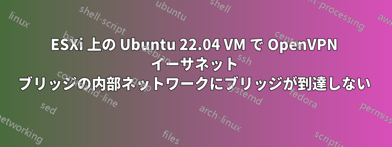 ESXi 上の Ubuntu 22.04 VM で OpenVPN イーサネット ブリッジの内部ネットワークにブリッジが到達しない