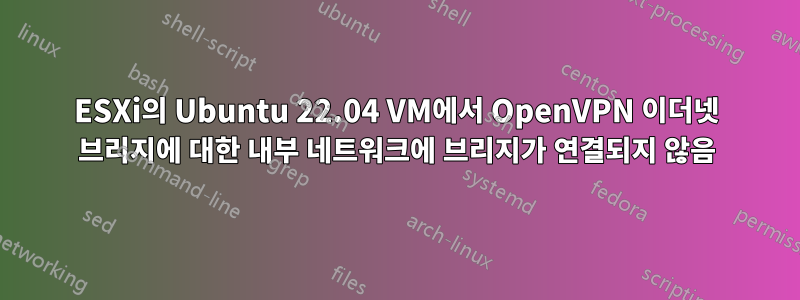 ESXi의 Ubuntu 22.04 VM에서 OpenVPN 이더넷 브리지에 대한 내부 네트워크에 브리지가 연결되지 않음