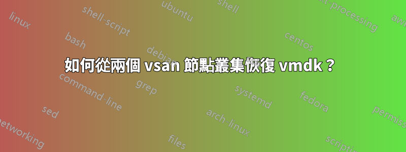 如何從兩個 vsan 節點叢集恢復 vmdk？