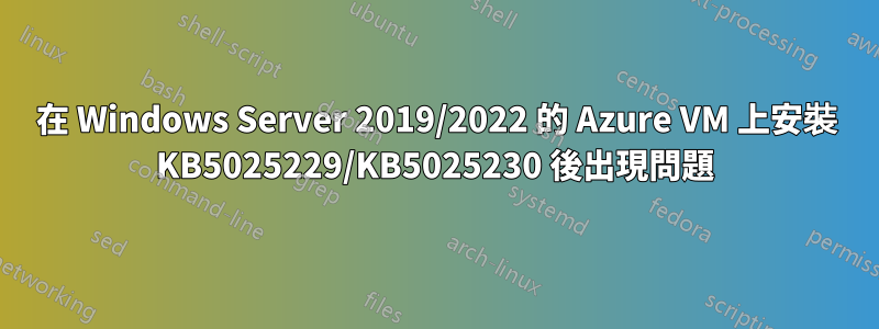 在 Windows Server 2019/2022 的 Azure VM 上安裝 KB5025229/KB5025230 後出現問題