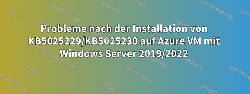 Probleme nach der Installation von KB5025229/KB5025230 auf Azure VM mit Windows Server 2019/2022