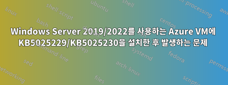 Windows Server 2019/2022를 사용하는 Azure VM에 KB5025229/KB5025230을 설치한 후 발생하는 문제