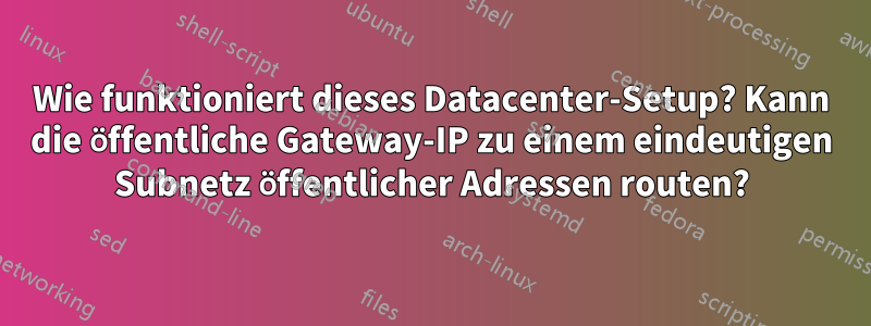 Wie funktioniert dieses Datacenter-Setup? Kann die öffentliche Gateway-IP zu einem eindeutigen Subnetz öffentlicher Adressen routen?