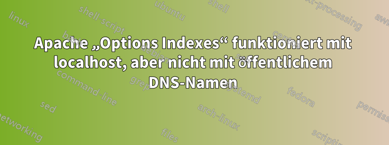 Apache „Options Indexes“ funktioniert mit localhost, aber nicht mit öffentlichem DNS-Namen