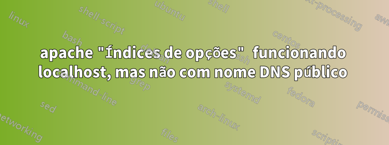 apache "Índices de opções" funcionando localhost, mas não com nome DNS público