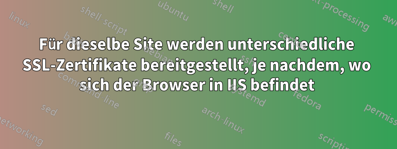 Für dieselbe Site werden unterschiedliche SSL-Zertifikate bereitgestellt, je nachdem, wo sich der Browser in IIS befindet