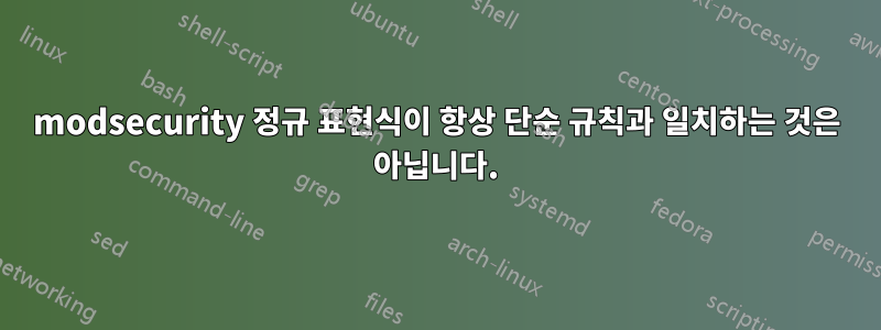 modsecurity 정규 표현식이 항상 단순 규칙과 일치하는 것은 아닙니다.