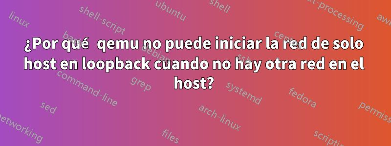 ¿Por qué qemu no puede iniciar la red de solo host en loopback cuando no hay otra red en el host?