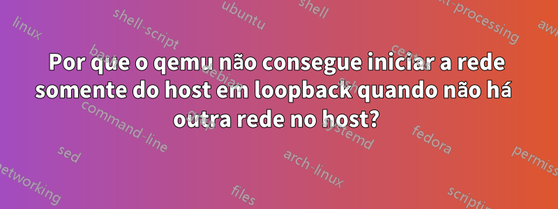 Por que o qemu não consegue iniciar a rede somente do host em loopback quando não há outra rede no host?