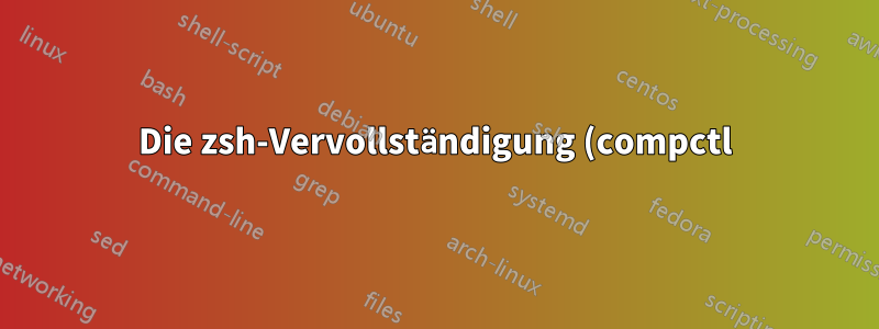 Die zsh-Vervollständigung (compctl) wird bei Befehlsnamen mit Bindestrichen nicht ausgelöst.