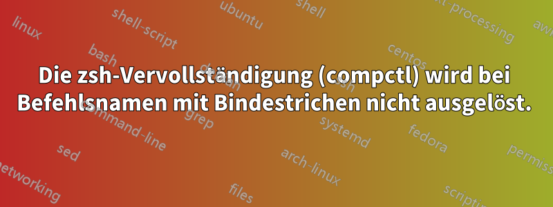 Die zsh-Vervollständigung (compctl) wird bei Befehlsnamen mit Bindestrichen nicht ausgelöst.