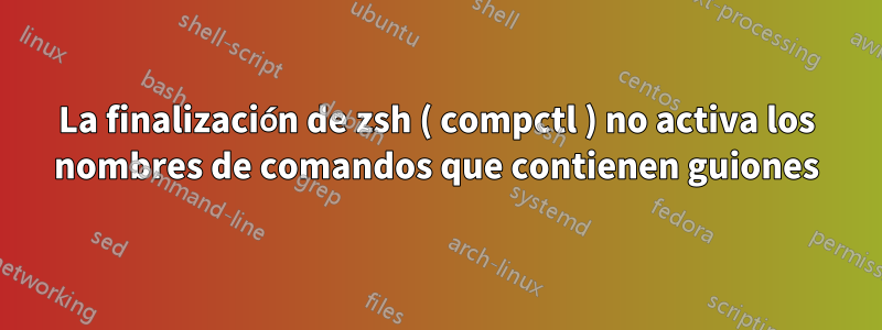 La finalización de zsh ( compctl ) no activa los nombres de comandos que contienen guiones