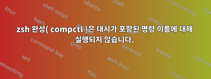 zsh 완성( compctl )은 대시가 포함된 명령 이름에 대해 실행되지 않습니다.