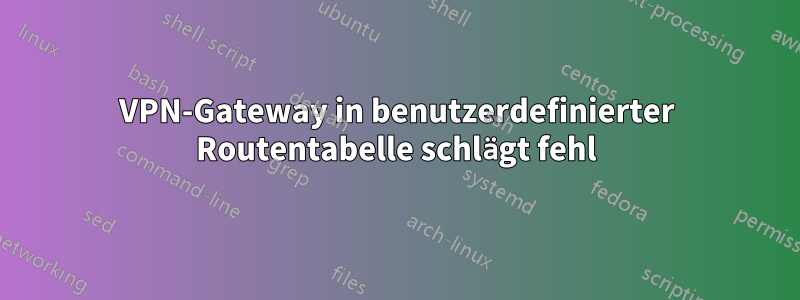 VPN-Gateway in benutzerdefinierter Routentabelle schlägt fehl