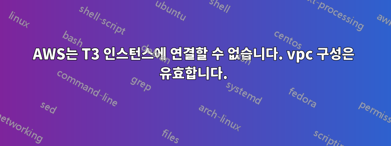 AWS는 T3 인스턴스에 연결할 수 없습니다. vpc 구성은 유효합니다.
