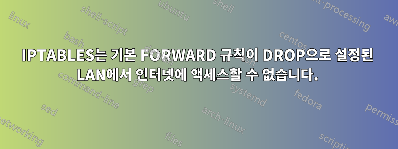 IPTABLES는 기본 FORWARD 규칙이 DROP으로 설정된 LAN에서 인터넷에 액세스할 수 없습니다.
