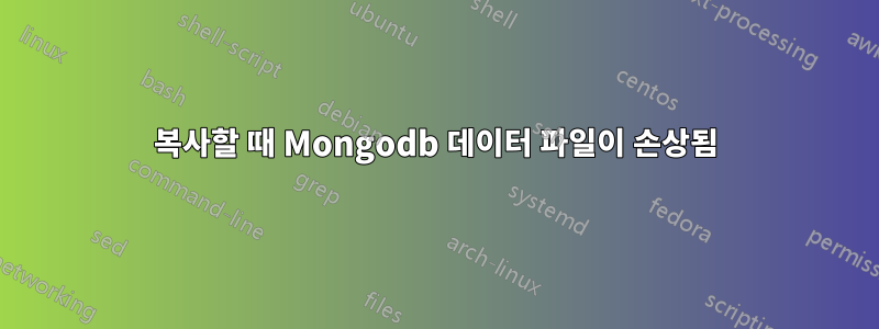 복사할 때 Mongodb 데이터 파일이 손상됨