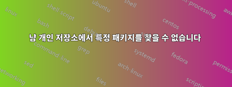 냠 개인 저장소에서 특정 패키지를 찾을 수 없습니다