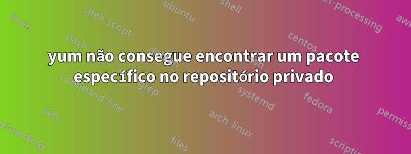 yum não consegue encontrar um pacote específico no repositório privado