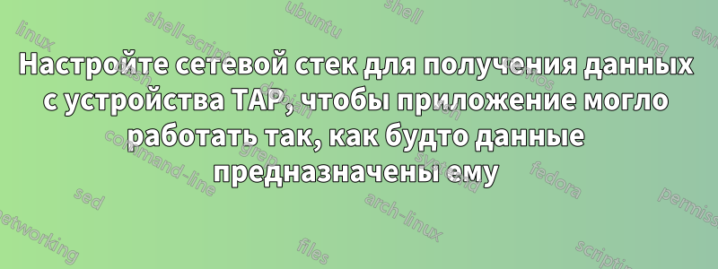 Настройте сетевой стек для получения данных с устройства TAP, чтобы приложение могло работать так, как будто данные предназначены ему
