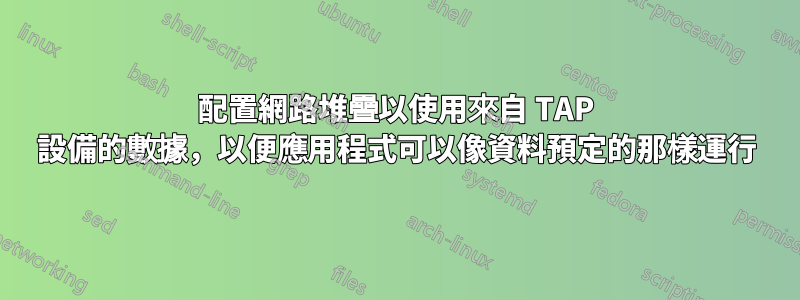 配置網路堆疊以使用來自 TAP 設備的數據，以便應用程式可以像資料預定的那樣運行