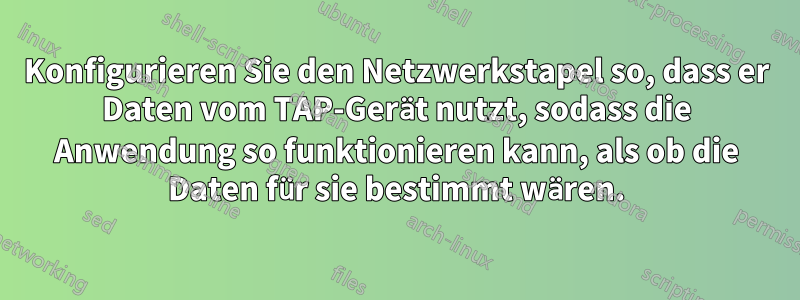 Konfigurieren Sie den Netzwerkstapel so, dass er Daten vom TAP-Gerät nutzt, sodass die Anwendung so funktionieren kann, als ob die Daten für sie bestimmt wären.