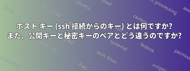 ホスト キー (ssh 接続からのキー) とは何ですか? また、公開キーと秘密キーのペアとどう違うのですか?