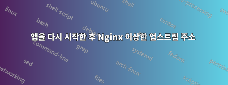 앱을 다시 시작한 후 Nginx 이상한 업스트림 주소