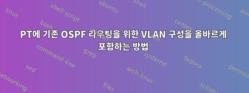 PT에 기존 OSPF 라우팅을 위한 VLAN 구성을 올바르게 포함하는 방법