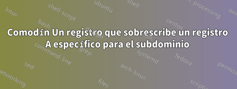 Comodín Un registro que sobrescribe un registro A específico para el subdominio