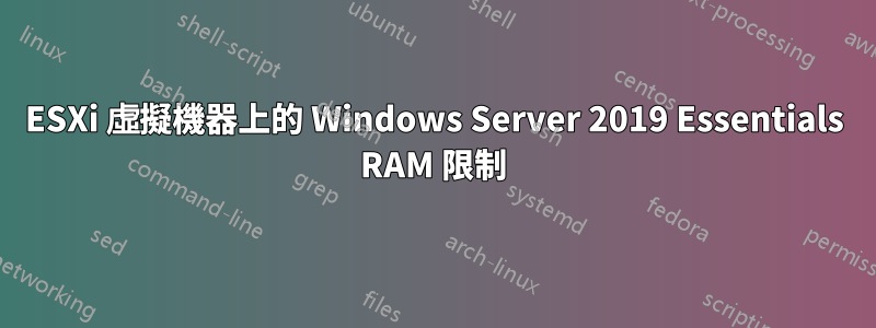 ESXi 虛擬機器上的 Windows Server 2019 Essentials RAM 限制