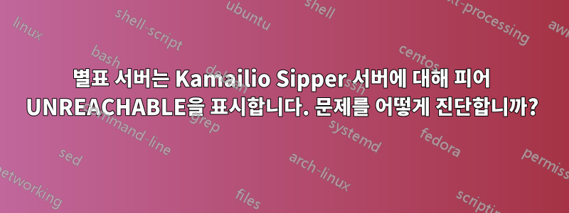 별표 서버는 Kamailio Sipper 서버에 대해 피어 UNREACHABLE을 표시합니다. 문제를 어떻게 진단합니까?