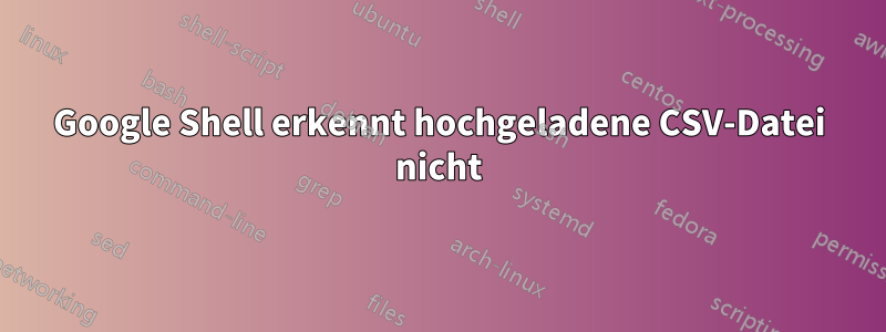 Google Shell erkennt hochgeladene CSV-Datei nicht