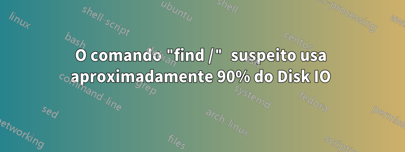 O comando "find /" suspeito usa aproximadamente 90% do Disk IO