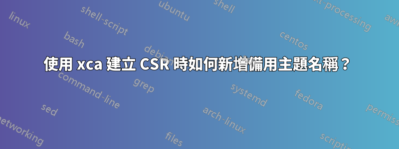 使用 xca 建立 CSR 時如何新增備用主題名稱？