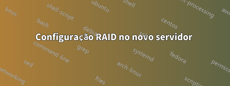 Configuração RAID no novo servidor