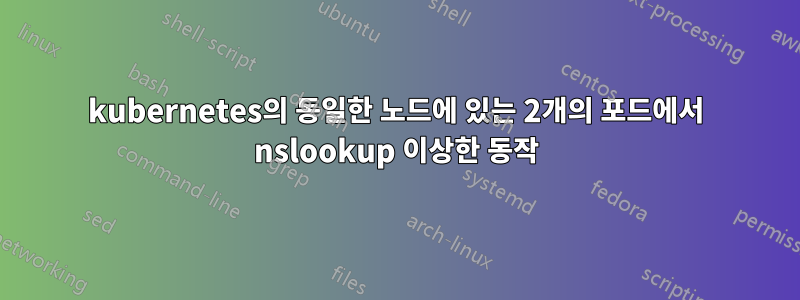 kubernetes의 동일한 노드에 있는 2개의 포드에서 nslookup 이상한 동작