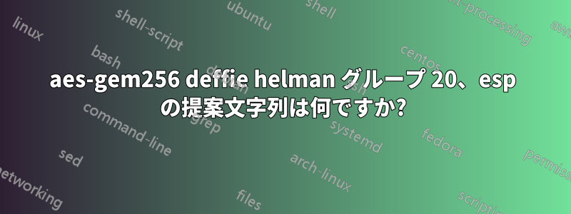 aes-gem256 deffie helman グループ 20、esp の提案文字列は何ですか?