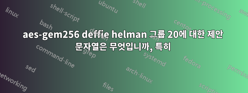 aes-gem256 deffie helman 그룹 20에 대한 제안 문자열은 무엇입니까, 특히