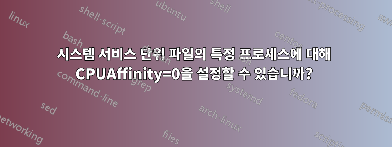 시스템 서비스 단위 파일의 특정 프로세스에 대해 CPUAffinity=0을 설정할 수 있습니까?