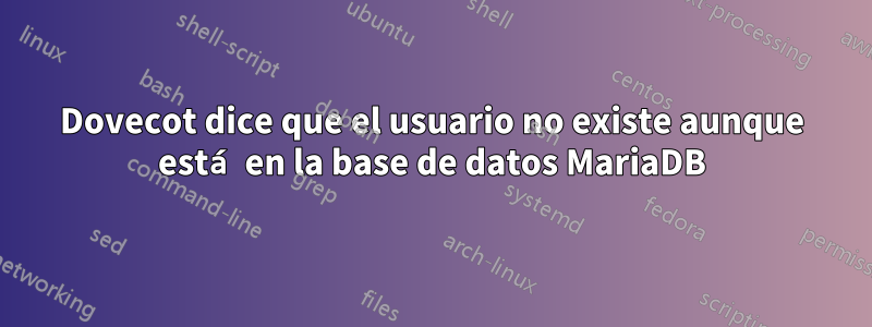 Dovecot dice que el usuario no existe aunque está en la base de datos MariaDB