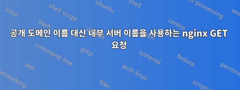 공개 도메인 이름 대신 내부 서버 이름을 사용하는 nginx GET 요청