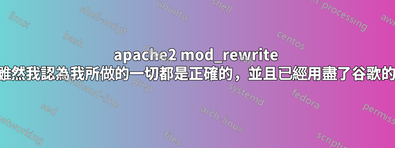 apache2 mod_rewrite 規則錯誤（雖然我認為我所做的一切都是正確的，並且已經用盡了谷歌的搜尋結果）