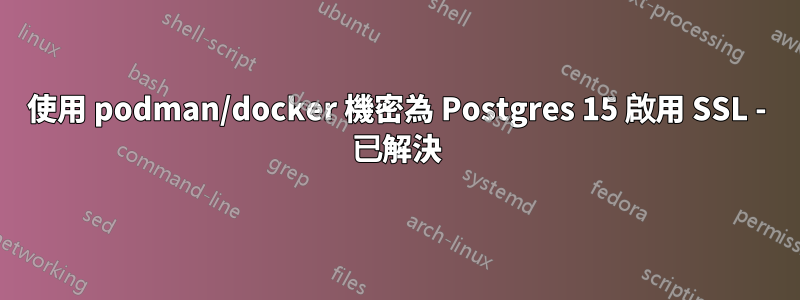 使用 podman/docker 機密為 Postgres 15 啟用 SSL - 已解決