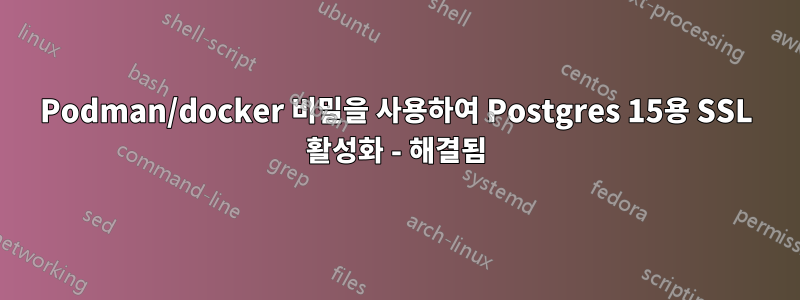 Podman/docker 비밀을 사용하여 Postgres 15용 SSL 활성화 - 해결됨